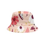 Scandinavian Flat Floral Background Coral Pink White Black Gold Pattern Inside Out Bucket Hat (Kids)