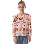 Scandinavian Flat Floral Background Coral Pink White Black Gold Pattern Kids  Peter Pan Collar Blouse