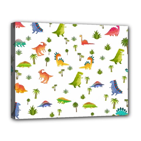 Baby Dino Seamless Pattern Canvas 14  x 11  (Stretched) from ArtsNow.com