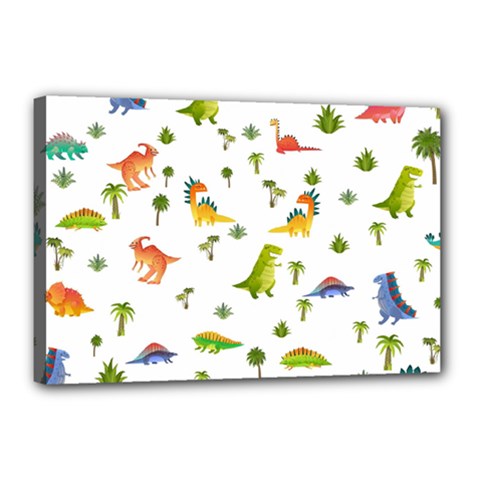 Baby Dino Seamless Pattern Canvas 18  x 12  (Stretched) from ArtsNow.com