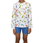 Baby Dino Seamless Pattern Kids  Long Sleeve Swimwear