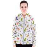 Baby Dino Seamless Pattern Women s Zipper Hoodie