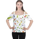 Baby Dino Seamless Pattern Cutout Shoulder T-Shirt