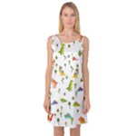 Baby Dino Seamless Pattern Sleeveless Satin Nightdress