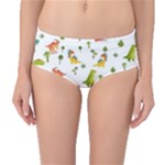 Baby Dino Seamless Pattern Mid-Waist Bikini Bottoms