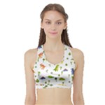 Baby Dino Seamless Pattern Sports Bra with Border