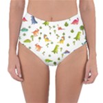 Baby Dino Seamless Pattern Reversible High-Waist Bikini Bottoms