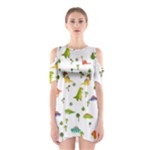 Baby Dino Seamless Pattern Shoulder Cutout One Piece Dress