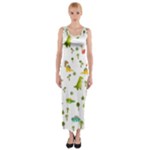 Baby Dino Seamless Pattern Fitted Maxi Dress