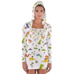 Baby Dino Seamless Pattern Long Sleeve Hooded T-shirt