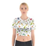 Baby Dino Seamless Pattern Cotton Crop Top