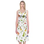 Baby Dino Seamless Pattern Midi Sleeveless Dress