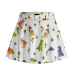 Baby Dino Seamless Pattern Mini Flare Skirt