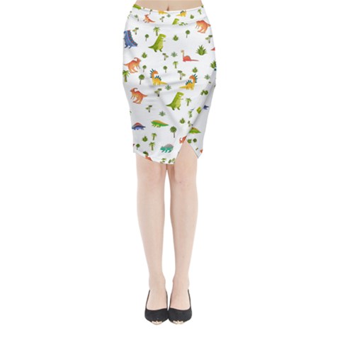 Baby Dino Seamless Pattern Midi Wrap Pencil Skirt from ArtsNow.com