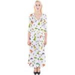 Baby Dino Seamless Pattern Quarter Sleeve Wrap Maxi Dress