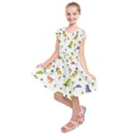 Baby Dino Seamless Pattern Kids  Short Sleeve Dress