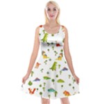 Baby Dino Seamless Pattern Reversible Velvet Sleeveless Dress