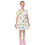 Baby Dino Seamless Pattern Kids  Short Sleeve Velvet Dress