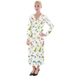 Baby Dino Seamless Pattern Velvet Maxi Wrap Dress