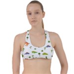 Baby Dino Seamless Pattern Criss Cross Racerback Sports Bra