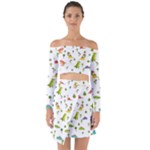 Baby Dino Seamless Pattern Off Shoulder Top with Skirt Set