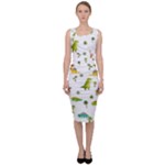 Baby Dino Seamless Pattern Sleeveless Pencil Dress