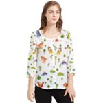 Baby Dino Seamless Pattern Chiffon Quarter Sleeve Blouse
