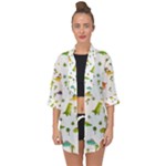 Baby Dino Seamless Pattern Open Front Chiffon Kimono