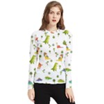 Baby Dino Seamless Pattern Women s Long Sleeve Rash Guard