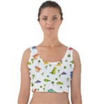 Baby Dino Seamless Pattern Velvet Crop Top