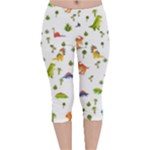 Baby Dino Seamless Pattern Velvet Capri Leggings 