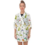 Baby Dino Seamless Pattern Half Sleeve Chiffon Kimono