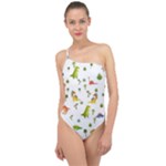 Baby Dino Seamless Pattern Classic One Shoulder Swimsuit