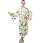 Baby Dino Seamless Pattern Maxi Velvet Kimono
