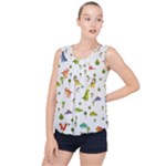 Baby Dino Seamless Pattern Bubble Hem Chiffon Tank Top