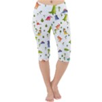Baby Dino Seamless Pattern Lightweight Velour Cropped Yoga Leggings