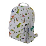 Baby Dino Seamless Pattern Flap Pocket Backpack (Large)
