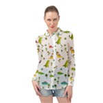 Baby Dino Seamless Pattern Long Sleeve Chiffon Shirt