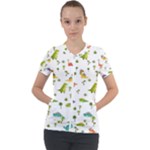 Baby Dino Seamless Pattern Short Sleeve Zip Up Jacket