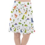 Baby Dino Seamless Pattern Fishtail Chiffon Skirt