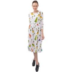 Ruffle End Midi Chiffon Dress 