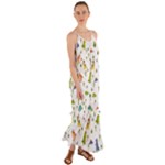 Baby Dino Seamless Pattern Cami Maxi Ruffle Chiffon Dress