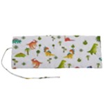 Baby Dino Seamless Pattern Roll Up Canvas Pencil Holder (S)
