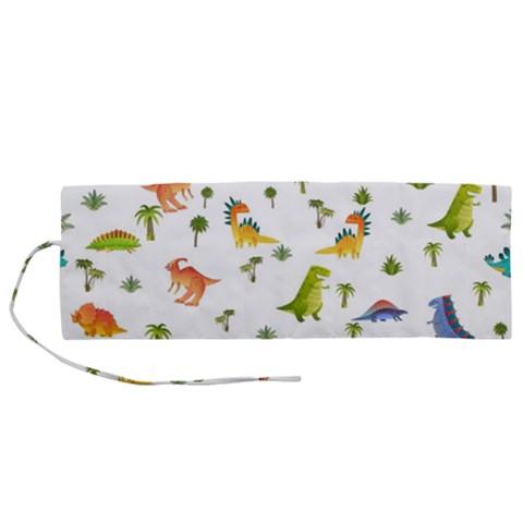 Baby Dino Seamless Pattern Roll Up Canvas Pencil Holder (M) from ArtsNow.com