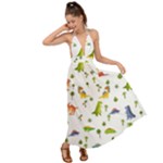 Baby Dino Seamless Pattern Backless Maxi Beach Dress