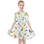 Baby Dino Seamless Pattern Kids  All Frills Chiffon Dress