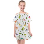 Baby Dino Seamless Pattern Kids  One Piece Chiffon Dress
