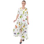 Baby Dino Seamless Pattern Waist Tie Boho Maxi Dress
