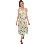 Baby Dino Seamless Pattern Halter Tie Back Dress 