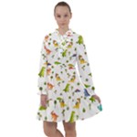 Baby Dino Seamless Pattern All Frills Chiffon Dress